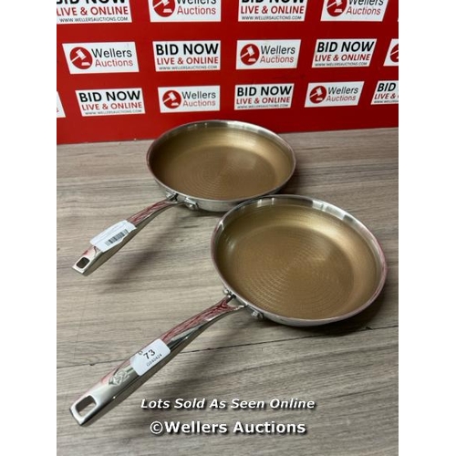 73 - MASTERPRO STAINLESS STEEL ALUMINIUM FRYING PANS / ONE MISSING / MINIMAL SIGNS OF USE / C32