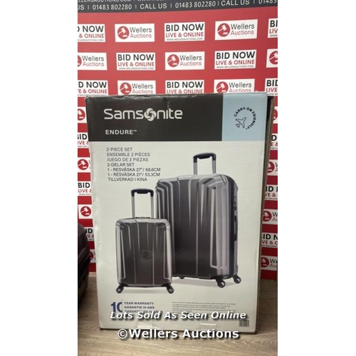 78 - SAMSONITE ENDURE 2PC. HARDSIDE LUGGAGE SET / SIGNS OF USE / DAMAGED HANDLE ON LARGE CASE / OTHERWISE... 