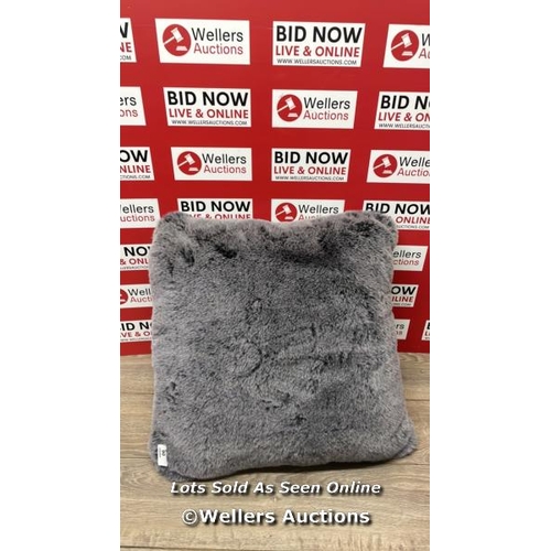 90 - FAUX FUR LEATHER CUSHION / APPEARS NEW   / C32