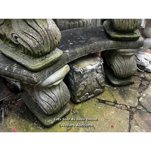 665 - WELL WEATHERED COMPOSITION STONE CURVED BENCH, THIS LOT IS LOCATED AWAY FROM THE AUCTION SITE, TO VI... 