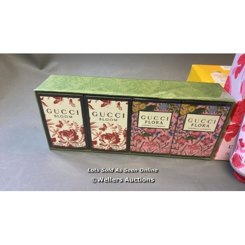 9515 - X1 NEW GUCCI BEAUTY KIT INCL. FLORA AND BLOOM EAU DE PARFUM, X1 L'OCCITANE HAND CREAM TRIO AND X1 RI... 