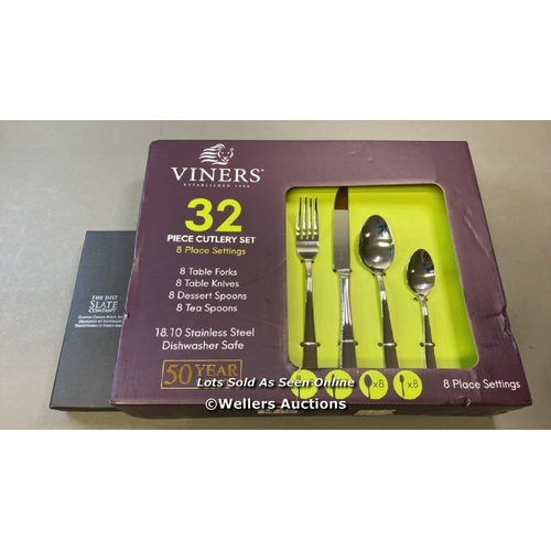 9532 - X1 VINERS NEW 32 PIECE CUTLERY SET AND X1 THE JUST SKATE COMPANY COPPER CHEESE KNIFE SET