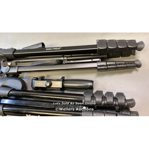 9603 - X3 TRIPODS INCL. MANFROTTO AND X1 SELFIE STICK TRIPOD