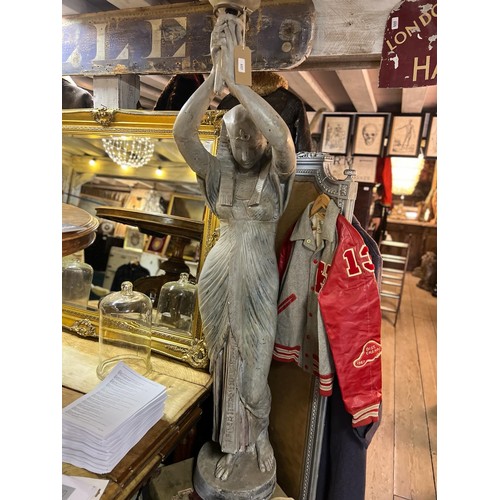 657 - LARGE PLASTER FLOOR LAMP FITTED FOR ELECTRICITY IN THE FORM OF CLEOPATRA / EGYPTIAN GODESS EPPROX 19... 