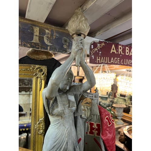 657 - LARGE PLASTER FLOOR LAMP FITTED FOR ELECTRICITY IN THE FORM OF CLEOPATRA / EGYPTIAN GODESS EPPROX 19... 