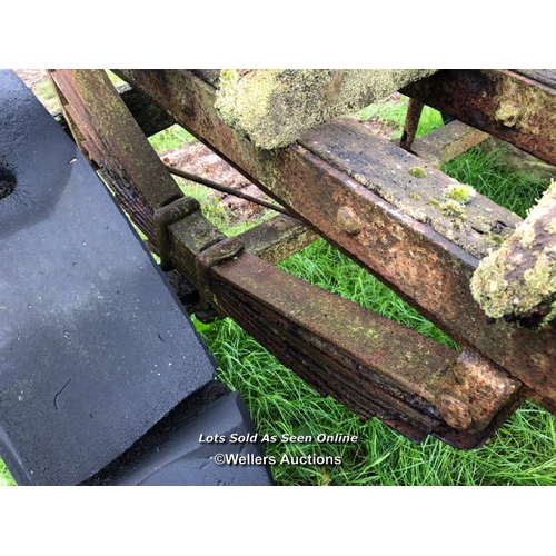 102 - OLD RAILWAY CART, IN NEED OF RESTORATION, TOTAL DIMENSIONS APPROX. 220CM W X 230CM L X 130CM H