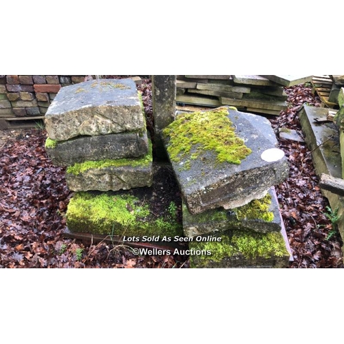 11 - ELEVEN PIECES OF ASSORTED STONE COPING, APPROX. 62CM W X 45CM L X 12CM D