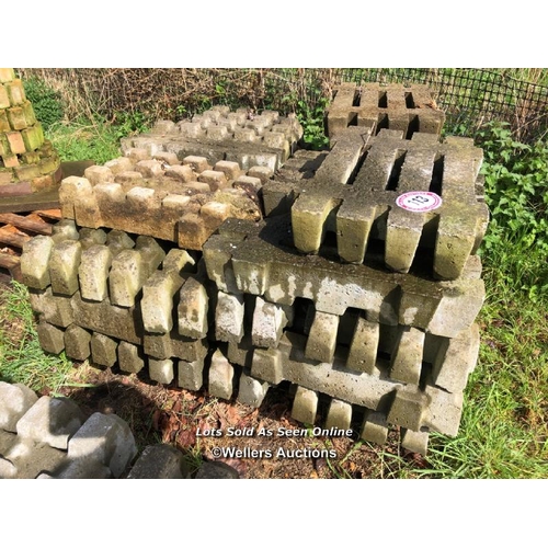 113 - LARGE QUANTITY OF CONCRETE DRAINAGE GRATES FOR PERMEABLE CARPARKING, EACH APPROX. 60CM L X 40CM W X ... 