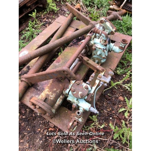 163 - VINTAGE WATER PUMP AND TWO HEAVY IRON SUPPORTS