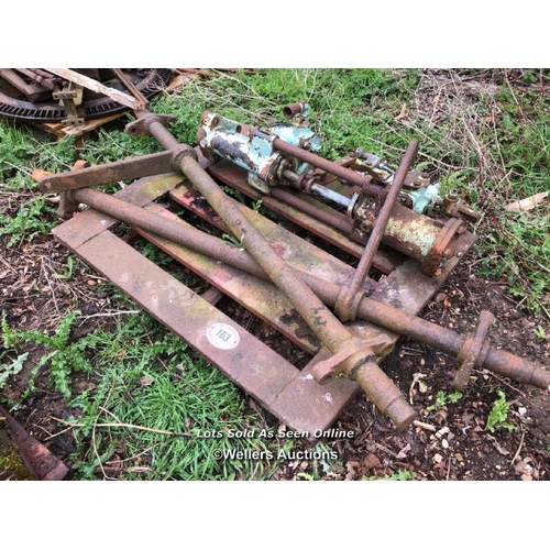 163 - VINTAGE WATER PUMP AND TWO HEAVY IRON SUPPORTS