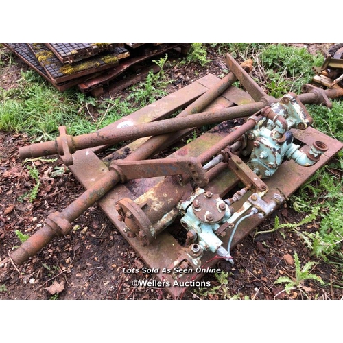 163 - VINTAGE WATER PUMP AND TWO HEAVY IRON SUPPORTS