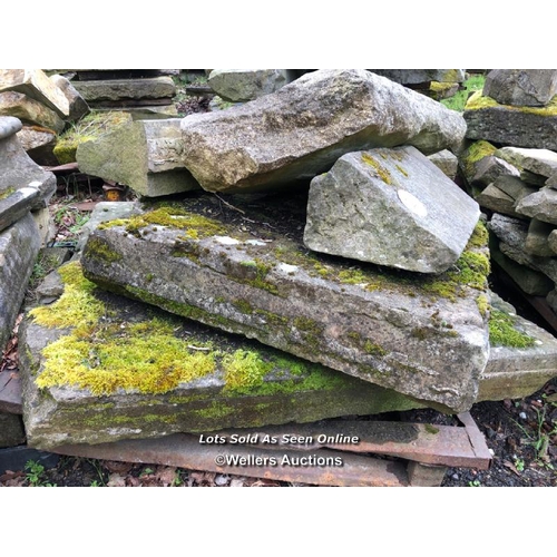 28 - FIVE LARGE PIECES OF STONE, LARGEST 117CM L X 130CM W