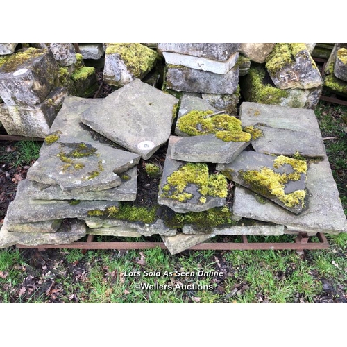 53 - LARGE QUANTITY OF YORKSTONE CRAZY PAVING, LARGEST 122CM L X 60CM W