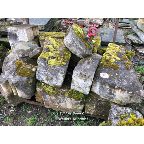 61 - LARGE QUANTITY OF STONE COMPONENTS, FROM AN ARCHWAY OR ENTRY SURROUND