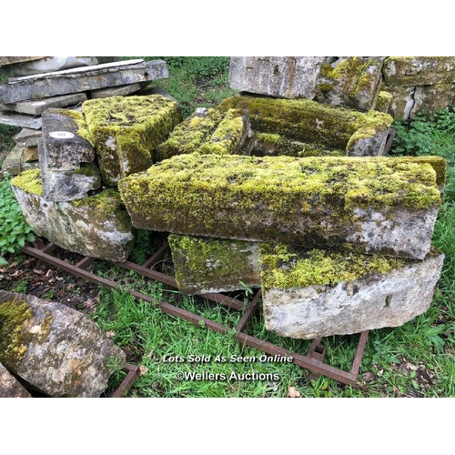 69 - LARGE QUANTITY OF STONE COPING AND ASSOCIATED COMPONENTS, FROM AN ARCHWAY OR ENTRY SURROUND