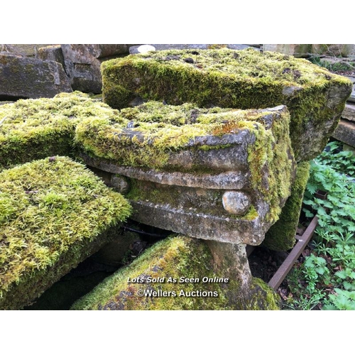 69 - LARGE QUANTITY OF STONE COPING AND ASSOCIATED COMPONENTS, FROM AN ARCHWAY OR ENTRY SURROUND