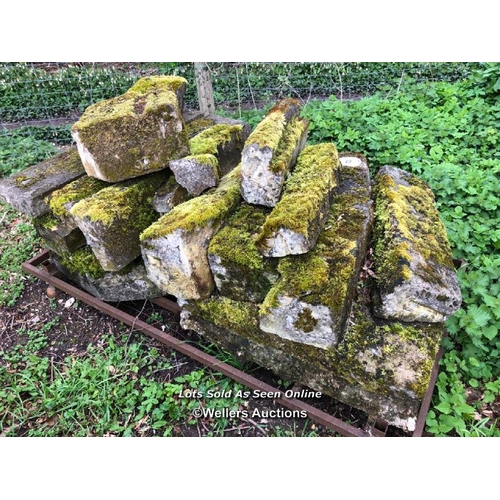 72 - LARGE QUANTITY OF STONE COPING AND ASSOCIATED COMPONENTS, FROM AN ARCHWAY OR ENTRY SURROUND