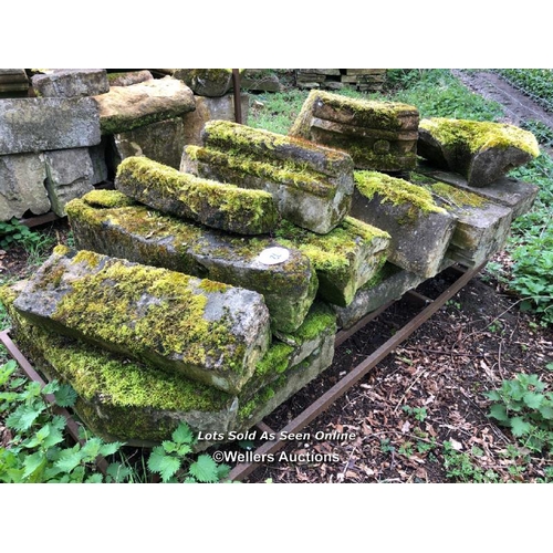 72 - LARGE QUANTITY OF STONE COPING AND ASSOCIATED COMPONENTS, FROM AN ARCHWAY OR ENTRY SURROUND