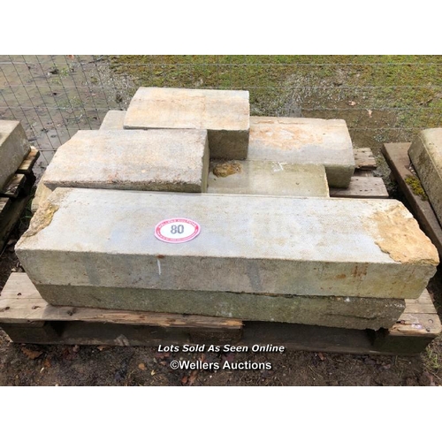 80 - SIX PIECES OF CONCRETE COPING, 90CM L X 26CM W