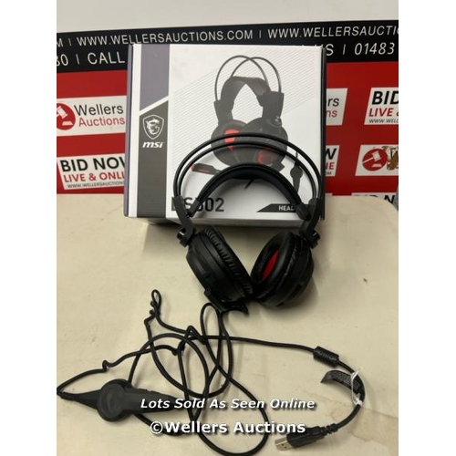 8014 - MSI S37-2100911-SV1 GAMING HEADSET / POWERS UP & CONNECTS TO LAPTOP VIA USB WITH SOUND / MIC UNTESTE... 