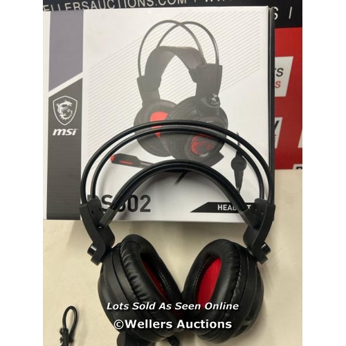 8014 - MSI S37-2100911-SV1 GAMING HEADSET / POWERS UP & CONNECTS TO LAPTOP VIA USB WITH SOUND / MIC UNTESTE... 