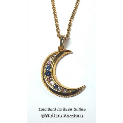 8019 - THOMAS SABO SILVER GILT NECKALACE WITH CUBIC ZARCONIA SET CRESCENT MOON PENDANT AND SILVER GILT PEND... 