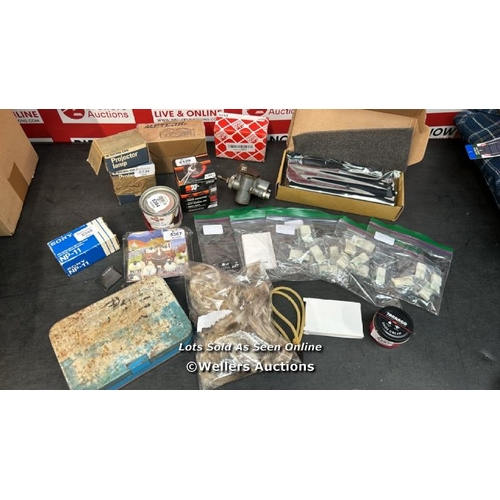 8079 - SMALL BOX OF ASSORTED ITEMS INC LAPTOP BATTERY, SHOE CREAM, METERK BATTERY AND MORE / G69