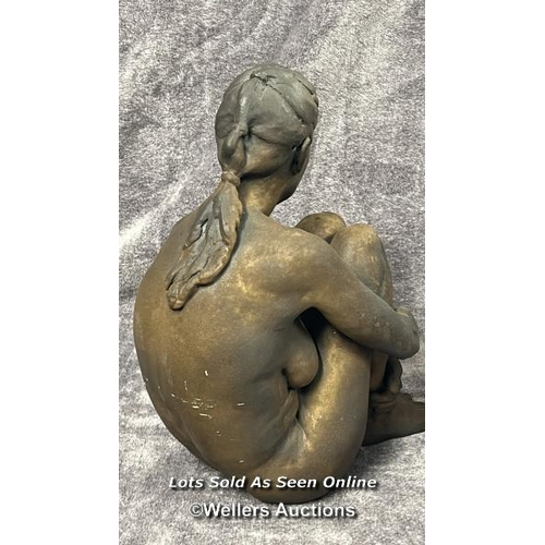 27 - A plaster figure of a seated nude, signed 'Aulson 45/75' 37cm high / AN1