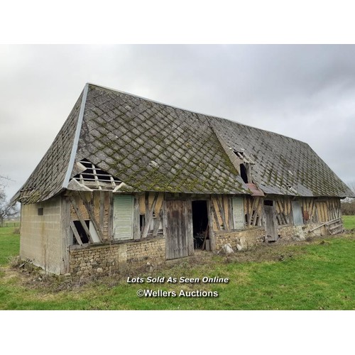 200 - A 200 year old heavy French oak house frame, Currently located in Neaufles-Auvergny, Normandy, Franc... 