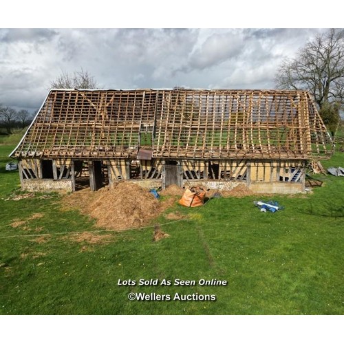 200 - A 200 year old heavy French oak house frame, Currently located in Neaufles-Auvergny, Normandy, Franc... 