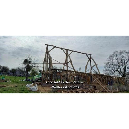 200 - A 200 year old heavy French oak house frame, Currently located in Neaufles-Auvergny, Normandy, Franc... 