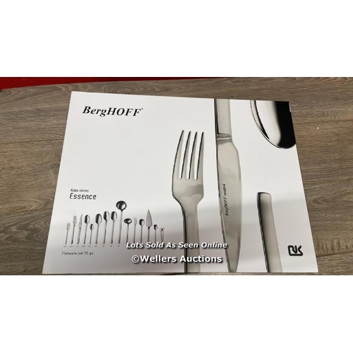 470 - BERGHOFF ESSENCE STAINLESS STEEL 72 PIECE CUTLERY SET / APPEARS NEW OPEN BOX / C32