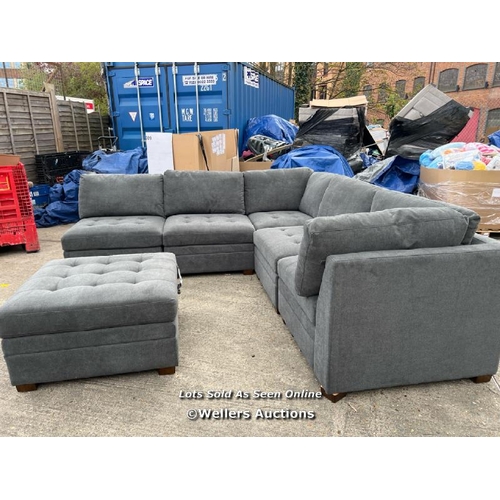 515 - THOMASVILLE TISDALE DARK GREY 6 PIECE MODULAR FABRIC SOFA / EX-DISPLAY / GENERALLY IN GOOD COSMETIC ... 