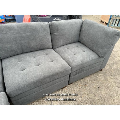 515 - THOMASVILLE TISDALE DARK GREY 6 PIECE MODULAR FABRIC SOFA / EX-DISPLAY / GENERALLY IN GOOD COSMETIC ... 