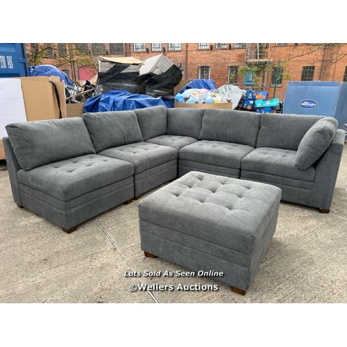 515 - THOMASVILLE TISDALE DARK GREY 6 PIECE MODULAR FABRIC SOFA / EX-DISPLAY / GENERALLY IN GOOD COSMETIC ... 