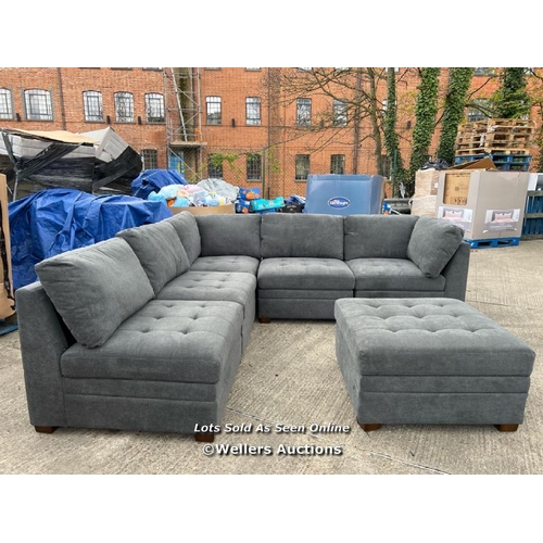 515 - THOMASVILLE TISDALE DARK GREY 6 PIECE MODULAR FABRIC SOFA / EX-DISPLAY / GENERALLY IN GOOD COSMETIC ... 