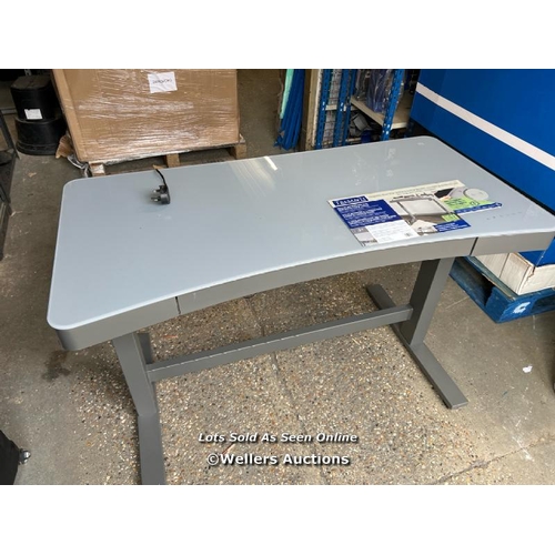 518 - TECH ADJUSTABLE DESK - GREY / POWERS UP WITH ERROR CODE / MINIMAL SIGNS OF USE / BD