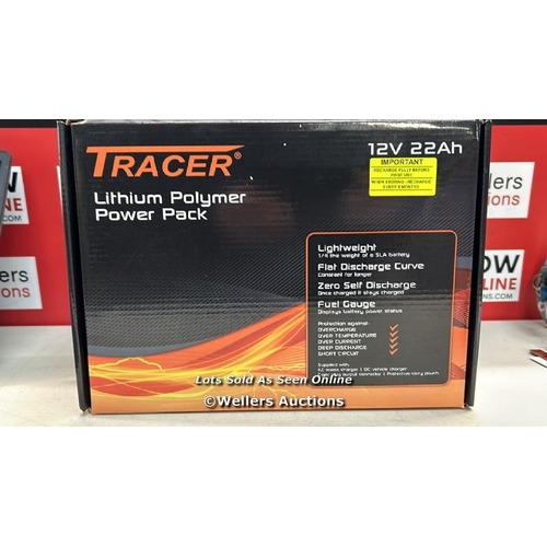 8004 - TRACER 12V 22AH LITHIUM POLYMER BATTERY PACK / MINIMAL, IF ANY SIGNS OF USE / T22