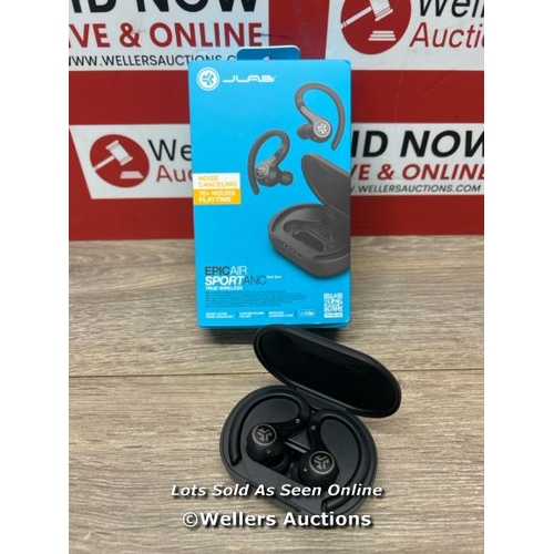 8266 - JLAB EPIC AIR SPORT ANC TRUE WIRELESS EARBUDS IN BLACK / POWERS UP & CONNECTS VIA BLUETOOTH WITH SOU... 