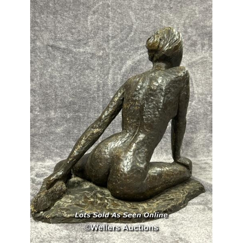 57 - A bronze effect resin abstract figure of a nude female, 35cm high / AN1