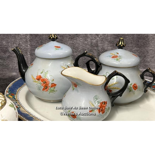 68 - Assorted ceramics including Chapelle Paris teapot, milk jug and sugar bowl, Ironstone wash basin and... 