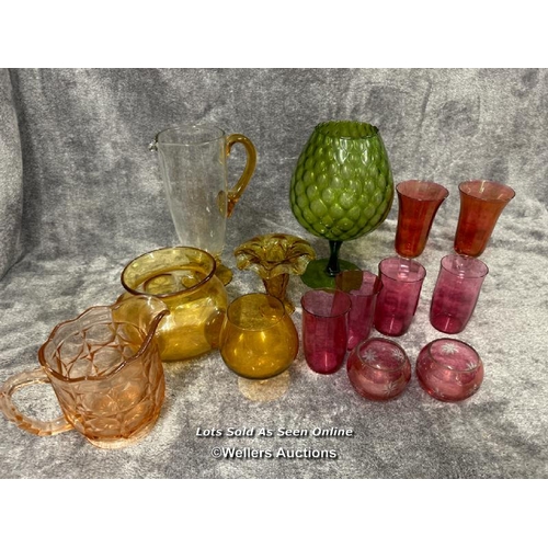 71 - Assorted coloured glassware / AN12