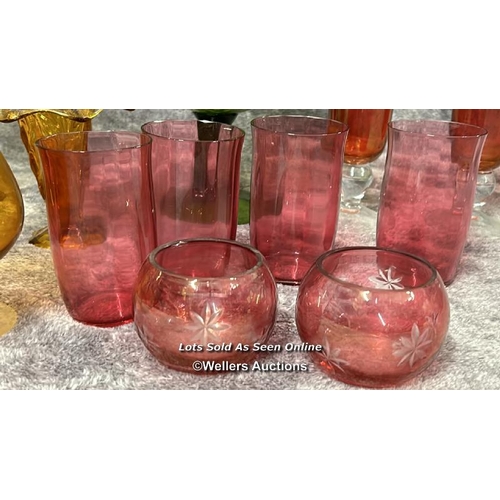 71 - Assorted coloured glassware / AN12