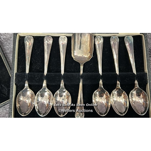 87 - A quantity of boxed and unboxed cuttlery including a Webber and Hill hallmarked silver handled cake ... 