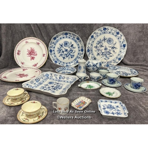 88 - Assorted chinaware, mainly Miessen also with Royal Doulton floral coffee cups and Delfs coffee cups ... 