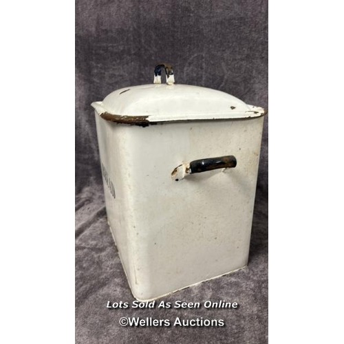 100 - A large enamel bread tin with lid, 40x41x30cm / AN21