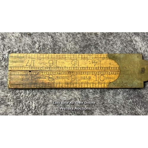 110 - Vintage brass lawn tennis measure, small E.B Mitchell 'The Royal Diadem' tape measure and two vintag... 