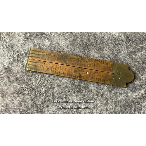 110 - Vintage brass lawn tennis measure, small E.B Mitchell 'The Royal Diadem' tape measure and two vintag... 