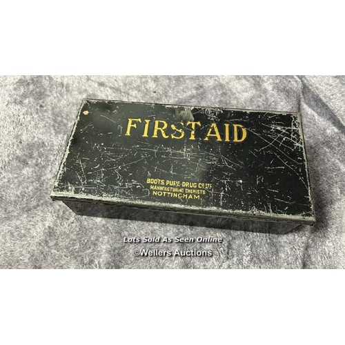 113 - Vintage Readers Digest first aid box with contents, vintage empty Boots first aid kit tin and others... 