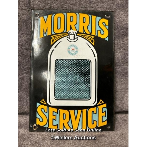 119 - Vintage Morris Service enamel advertising sign, 18x26cm / AN24